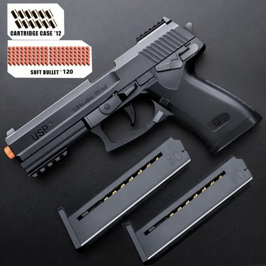 USP Soft Bullet Toy Gun Pistol with Shell Ejecting – Continuous Rapid-Fire Foam Blaster for Boys & Girls, Outdoor Shooting Game, Halloween Thanksgiving Christmas Birthday Gift for Kids Ages 6+