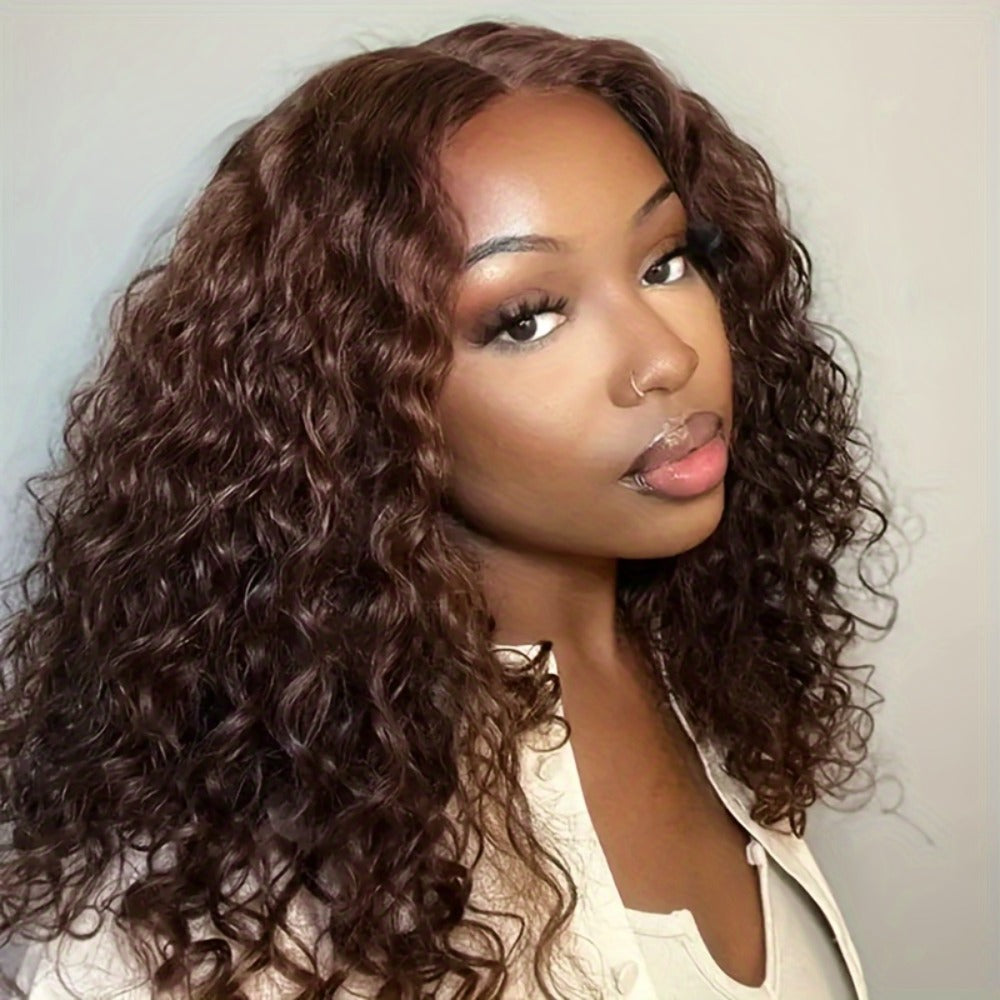 20 Inch 4x4 HD Lace Curly Bob Human Hair Wig in Reddish Brown Number 33 with Baby Hair for Women