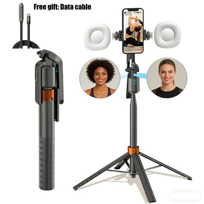71 Inch AI Face Tracking Selfie Stick Tripod with Built-In Fill Lights & Wireless Remote – 360° Auto Rotating 2-in-1 Extendable Stand for iPhone Android, TikTok YouTube Live Streaming Fitness Vlogging