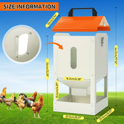 Chicken Feeder Stainless Steel 20 lbs Visible Window Portable Handle with 1 Exact Source Checkout Option