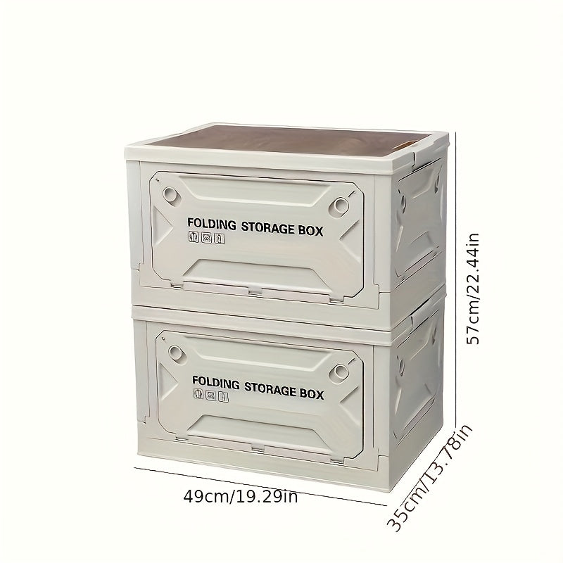Folding Storage-Box Table with Five Access Doors and Wood-Look Top in One- or Two-Piece Color Options