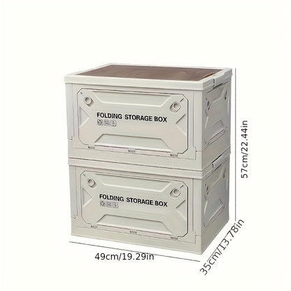 Folding Storage-Box Table with Five Access Doors and Wood-Look Top in One- or Two-Piece Color Options