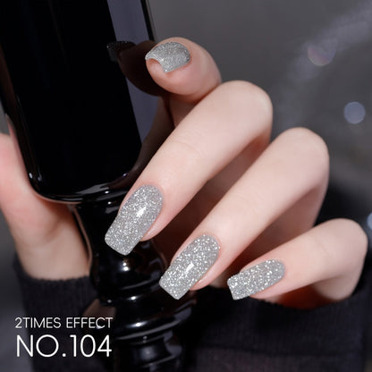 Gel Nail Polish 2-Piece Shattered-Flash Set in Silvery Red No.104 and No.105 Gilt Bottles for Nail Art
