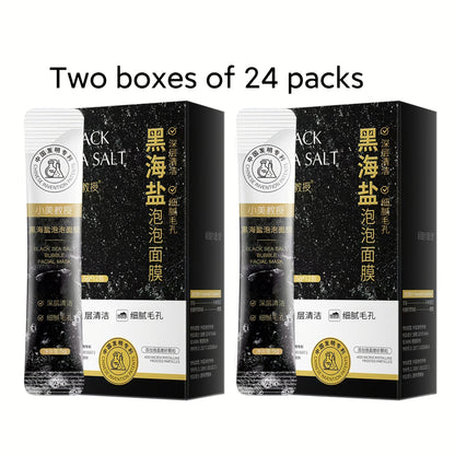 Black Sea Salt Bubble Mask with Nicotinamide, Moisturizing Foam Mud Mask Alcohol-Free for All Skin Types, Unisex Deep Cleansing Pore Purifying Face Mask – Individual Portable Packs for Travel (12/24/36 Pack)