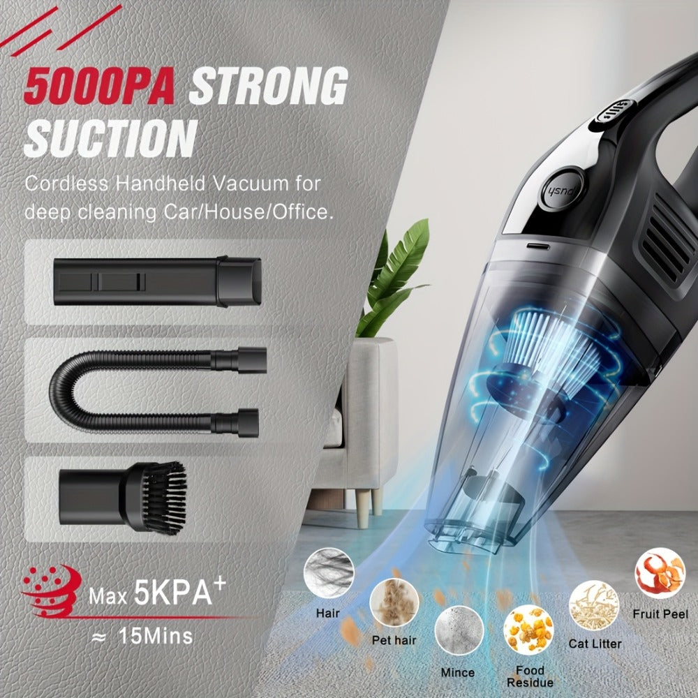 Handheld Vacuum Cleaner with 5KPa Suction, Rechargeable Battery, Crevice Tool and Six Color Bundles