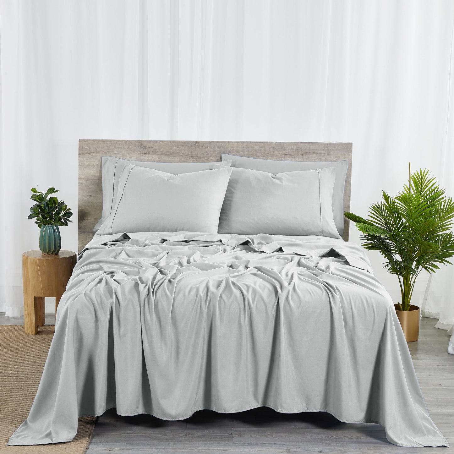 Sheet Set, 2000-Thread-Count 50% Microfiber and 50% Bamboo Blend with 16-Inch Fitted Pocket and Size-Based Pieces