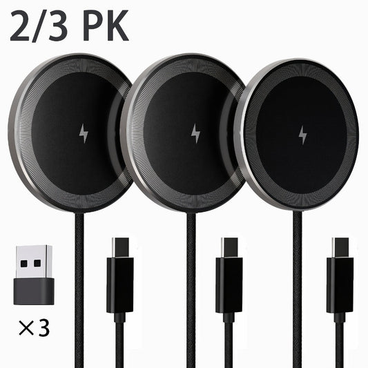 Ultra Slim Magnetic Wireless Charging Pad 15W Multi-Pack – 2-Pack & 3-Pack Value Set for iPhone 17 Air 16 15 14 13 12 11 Pro Max & AirPods 4 3 2 Pro | 0.6cm Thin 65g Portable Travel Charger | White Black