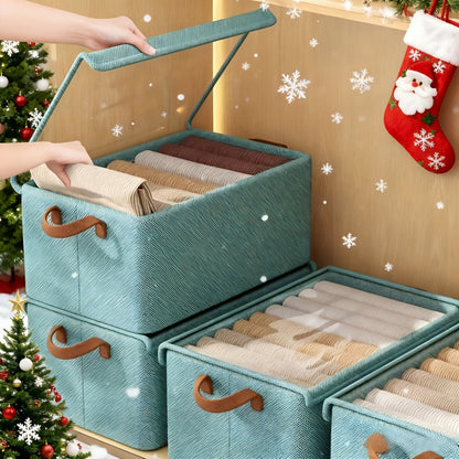 Foldable Fabric Storage Bins with Clear Top Lids and Handles in Four- or Six-Piece Color Sets