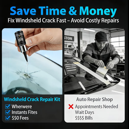 Windshield Repair Kit – 15-Min Quick Fix for Chips, Cracks & Rock Damage | Windshield Crack Repair Fluid with Curing Film, No Tools Needed