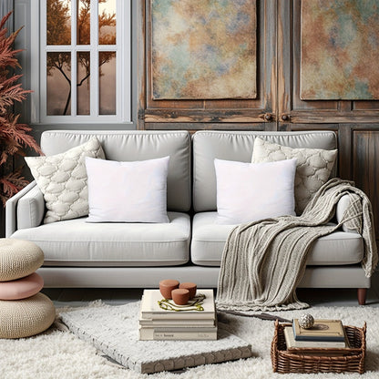 Square and Lumbar Throw Pillow Insert Set in Five Sizes with Two- or Four-Piece White Pack Options