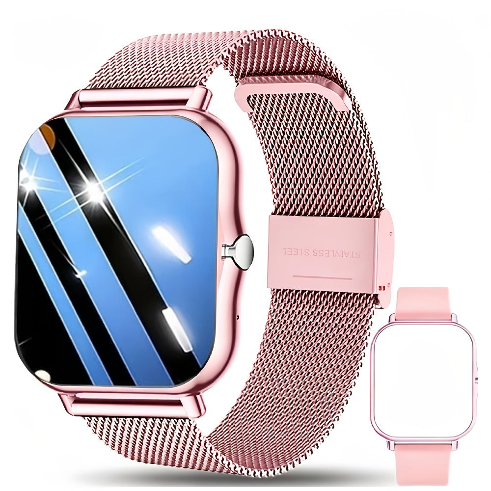 Calling Smartwatch for Men Women Heart Rate Monitor Sleep Tracker Multiple Sport Modes Music Control Weather IP67 Waterproof Magnetic Charging Android iPhone Compatible – Black Pink Silver Gold