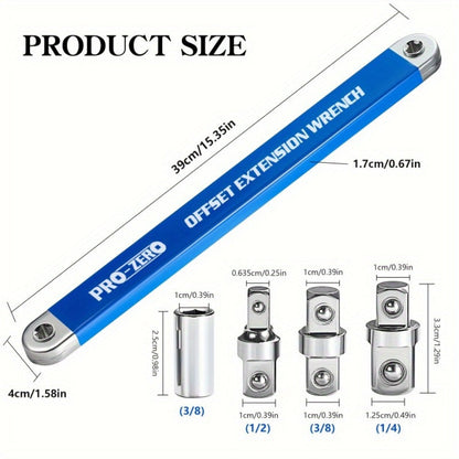 Two-in-One Offset Ratchet Wrench with Three Square-Head Adapters in Four Handle Color Options