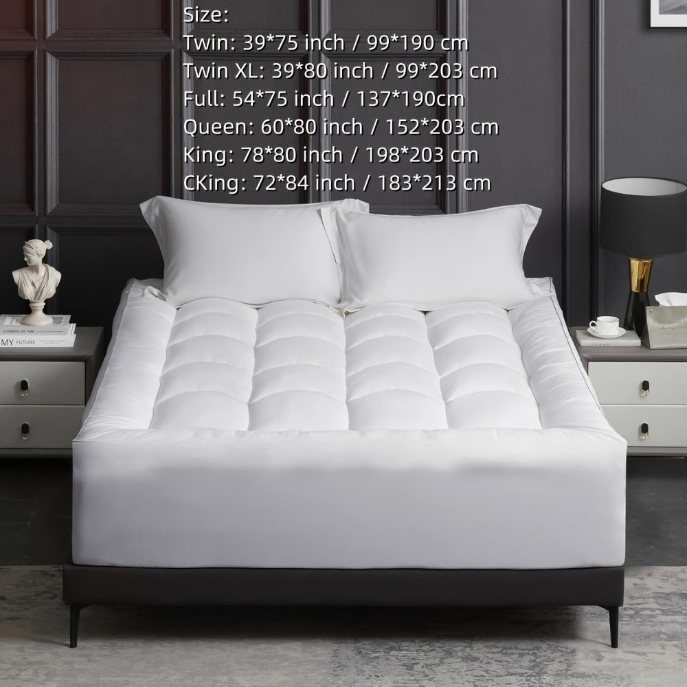 Mattress Topper Plush Down-Alternative Pillow Top with Deep-Pocket Skirt and Six Bed Sizes