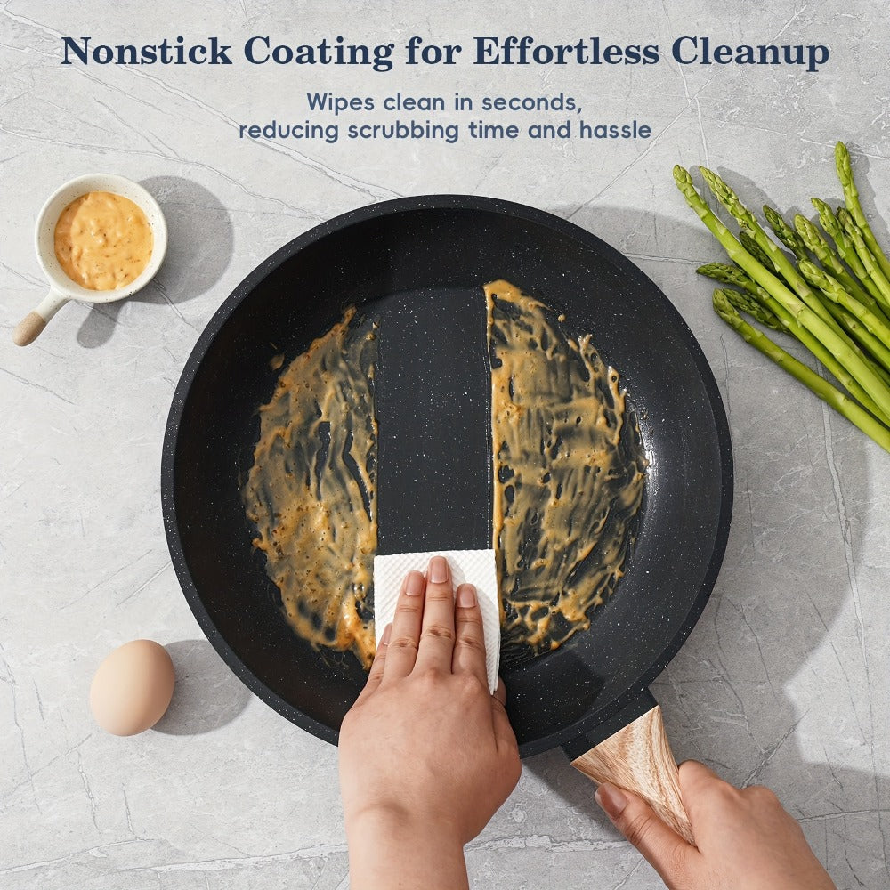 Pots and Pans Set 12-Piece Non-Stick Kitchen Cookware – Complete Cooking Set with Frying Pan | Durable Even-Heating Non-Stick Coating | Available in Black & White | Home Kitchen Essentials