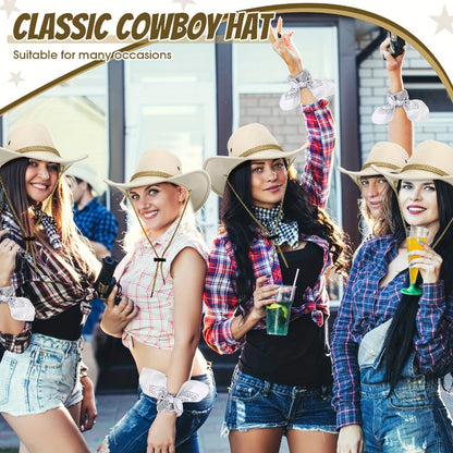 Costume Accessories Cowboy Hat and Bandana Group Set with 10 Hats and 10 Polyester Bandanas