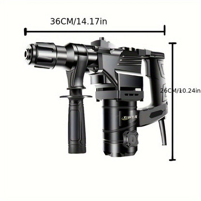 Hammer Drill 1100W 3-in-1 Multi-Function Electric Drill, Rotary Hammer & Chisel, Variable Speed, Heavy Duty for Concrete Wall Wood Metal Drilling, Includes Drill Bits, Accessories & Tool Box