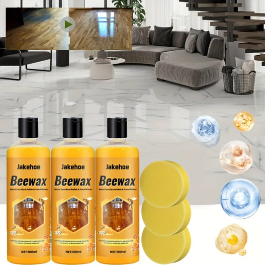 Beeswax Floor Cleaner & Polish - Natural Wood Floor Care Agent with Hydrogen Peroxide, Dust Prevention & Bright Polishing for Hardwood, Laminate & Tile Floors