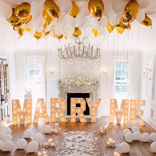Marquee Letter Lights Warm White LED - 3FT Light Up Letters A-Z for Birthday, Anniversary, Wedding & Party Decor, Battery Powered KT Board Lighted Alphabet Signs for Wall & Indoor Display