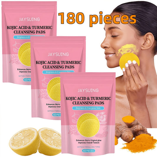 Cleansing Pads 180pcs - Turmeric Niacinamide Citric Acid Deep Cleansing Makeup Remover Brightening Moisturizing Gentle Face Pads, Daily Skincare for All Skin Types Women