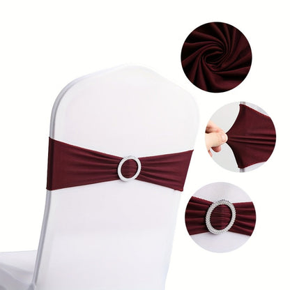Chair Sashes for Wedding 100pcs Stretch Spandex Elastic Chair Sash Bands with Buckle for Dining Chairs Banquet Party Event Decor - Bulk Set Multiple Colors