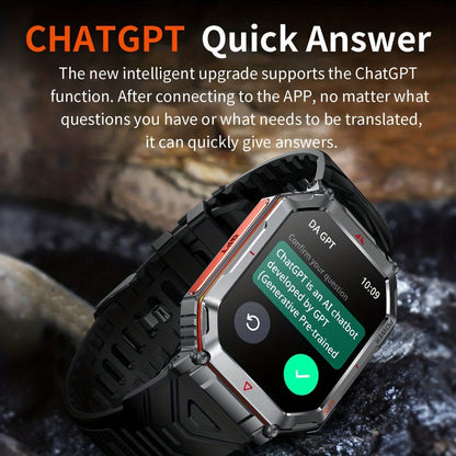 GPS Outdoor Smartwatch All-Metal Body, IPX8 Waterproof, Built-in GPS, Altimeter Barometer & Compass, LED Flashlight, Bluetooth Calling & Message Alerts, Silicone or Steel Strap – Rugged Adventure Watch for Men