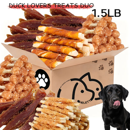 Duck Jerky Dog Treats Bundle High Protein Chews Grain Rawhide Free Daily Snacks for Small Medium Large Breeds Duck Lovers Dried Meat Bites Duo