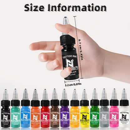 Tattoo Ink NISIMP 7- or 14-Color Gift Box Set with Transparent Bottles and Two Configurations