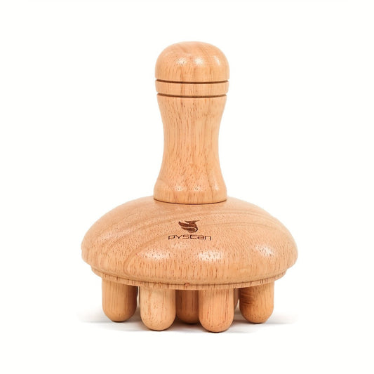 Wooden Mushroom Massager Anti-Cellulite Lymphatic Drainage Wood Therapy Body Massage Tool Ergonomic Handheld Natural Wood for Back Neck Thighs Legs Abdomen Self Care Gift for Women