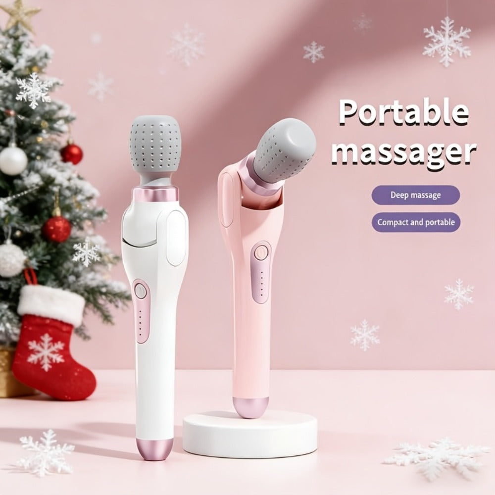 Electric Handheld Massager 180° Foldable Massage Stick | 5-Speed Vibration USB Rechargeable Rotating Head | Full Body Relief Neck Back Shoulder Leg Waist | Portable Cordless Massager Gift for Women Men