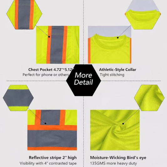 High Visibility Safety Shirt Long Sleeve – 4 Pack ANSI III