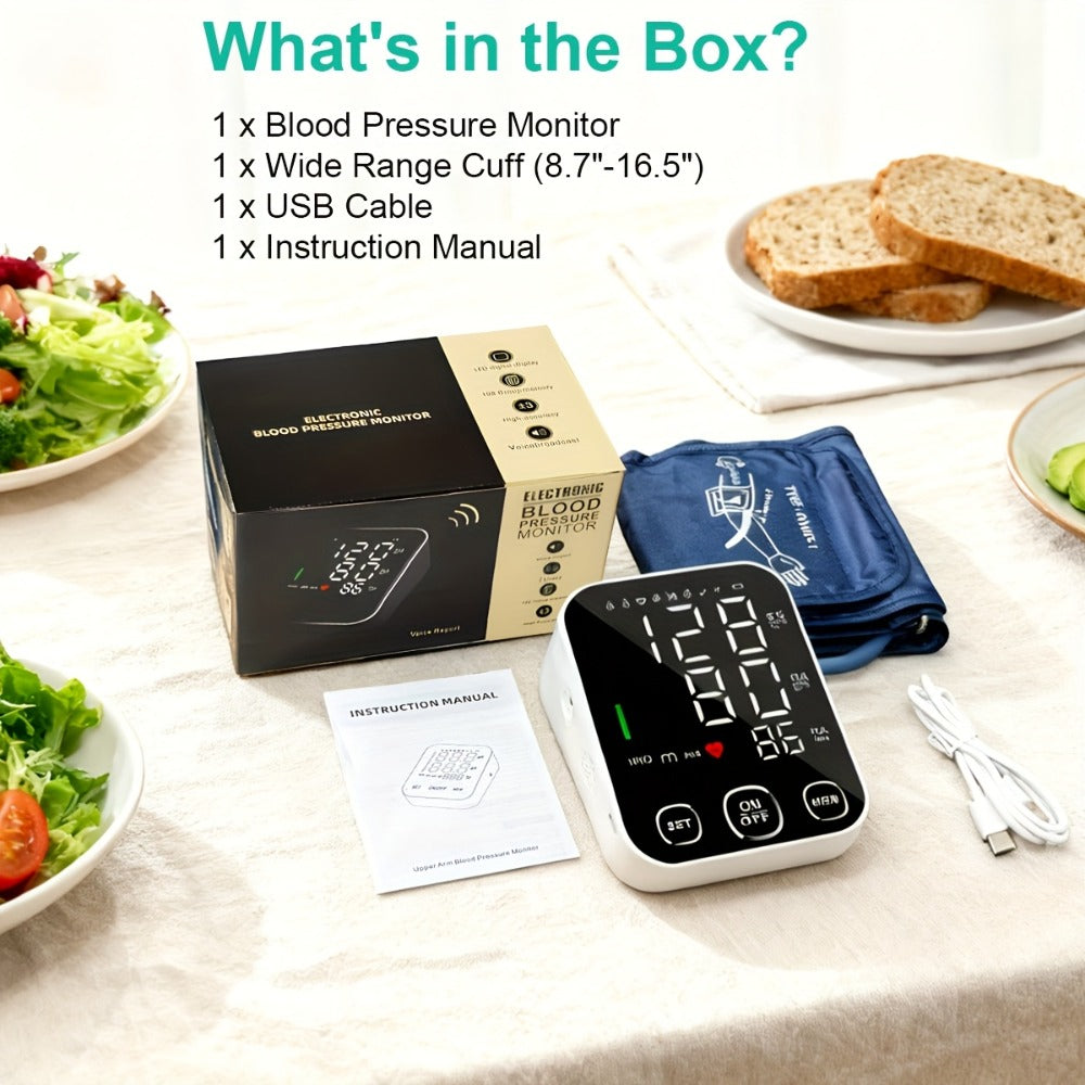 Blood Pressure Monitor Upper-Arm Device with 8.7-16.5 Inch Cuff, 4.5-Inch Backlit Display, Voice and 2 x 99 Memory