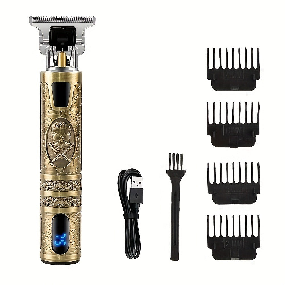 Hair Clipper Grooming Kit for Men USB Rechargeable with LCD Display | 8 Guide Combs Trimmer Shaver Set | Professional Home Hair Cutting Kit | Single 2pcs 3pcs Options Gift Set for Men