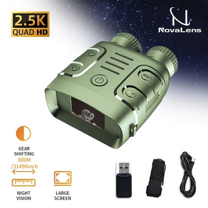 Infrared Night Vision Goggles HD 2.5K with 10X Zoom & CMOS Sensor – Full-Dark Visibility Binocular Scope for Hunting, Boating & Outdoor Adventures, Photo & Video Capture, Battery Powered