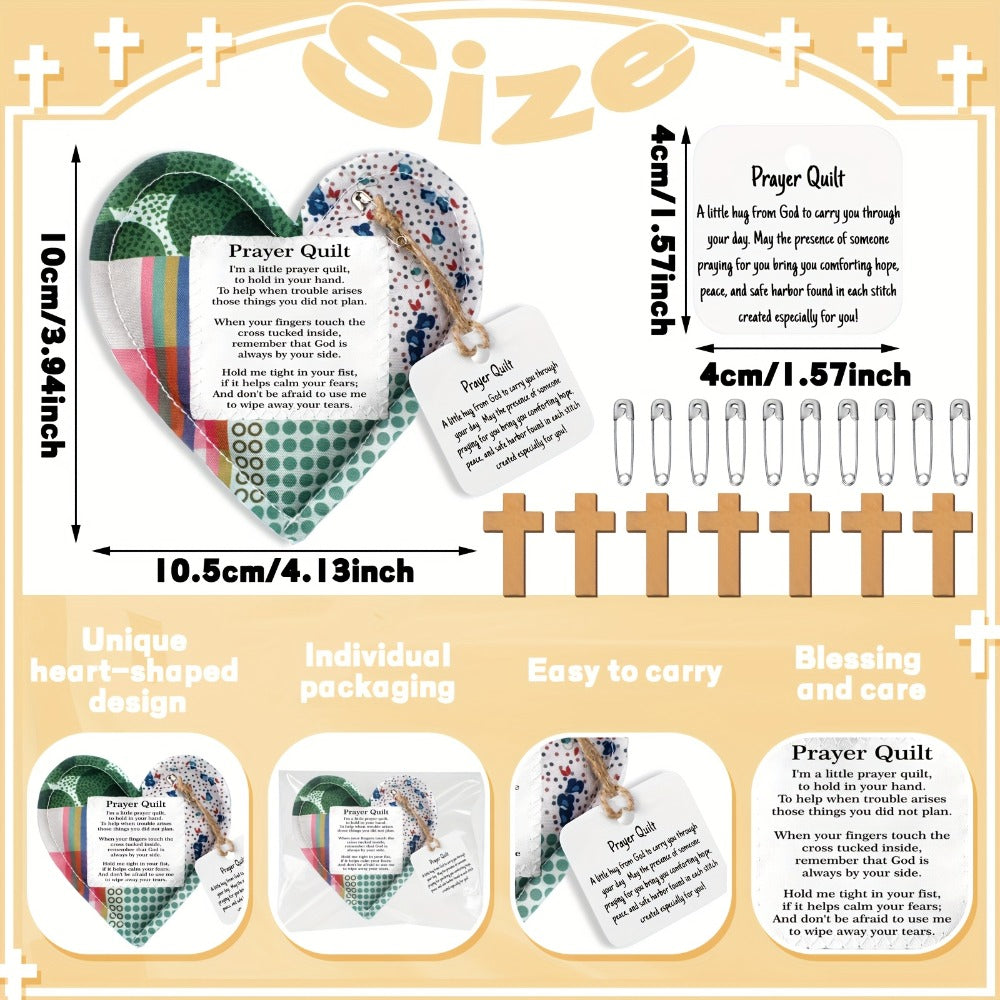 Mini Prayer Quilts 24pcs – Christian Sympathy Gift Set with Cross Heart Pocket & Bible Verse Scripture Panels for Women, Baptism, Hospital Visits, Mother’s Day & Religious Keepsakes