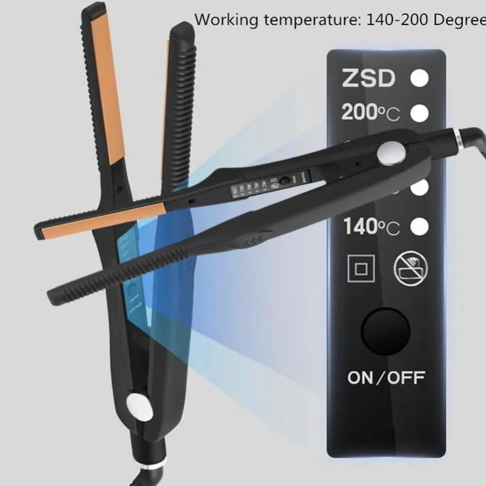Root Crimper and Straightener Hair Styling Tool with Four Temperatures and Ceramic Plates in Black