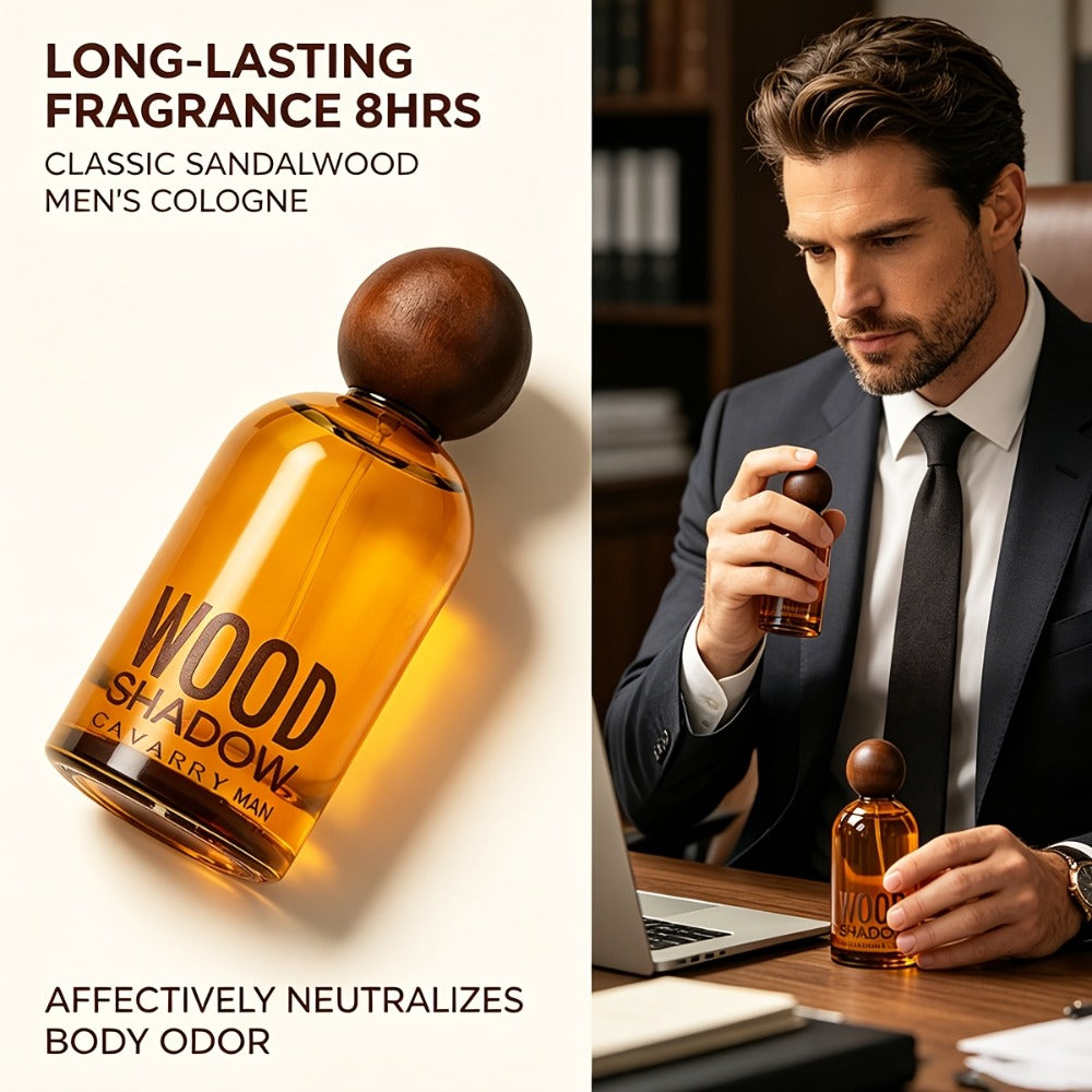 Perfume for Men Wooden-Bottle Spray with a Documented Woody Sandalwood Profile and Two Options