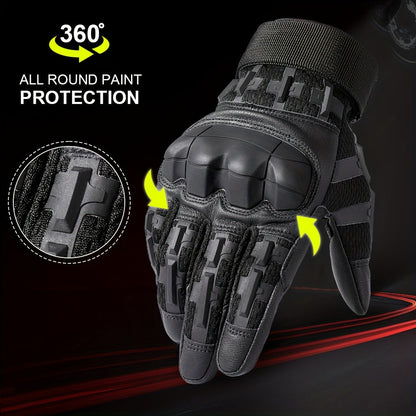 Full-Finger Tactical Gloves with Touchscreen Panels, Camouflage Finish and Anti-Slip Palm Design