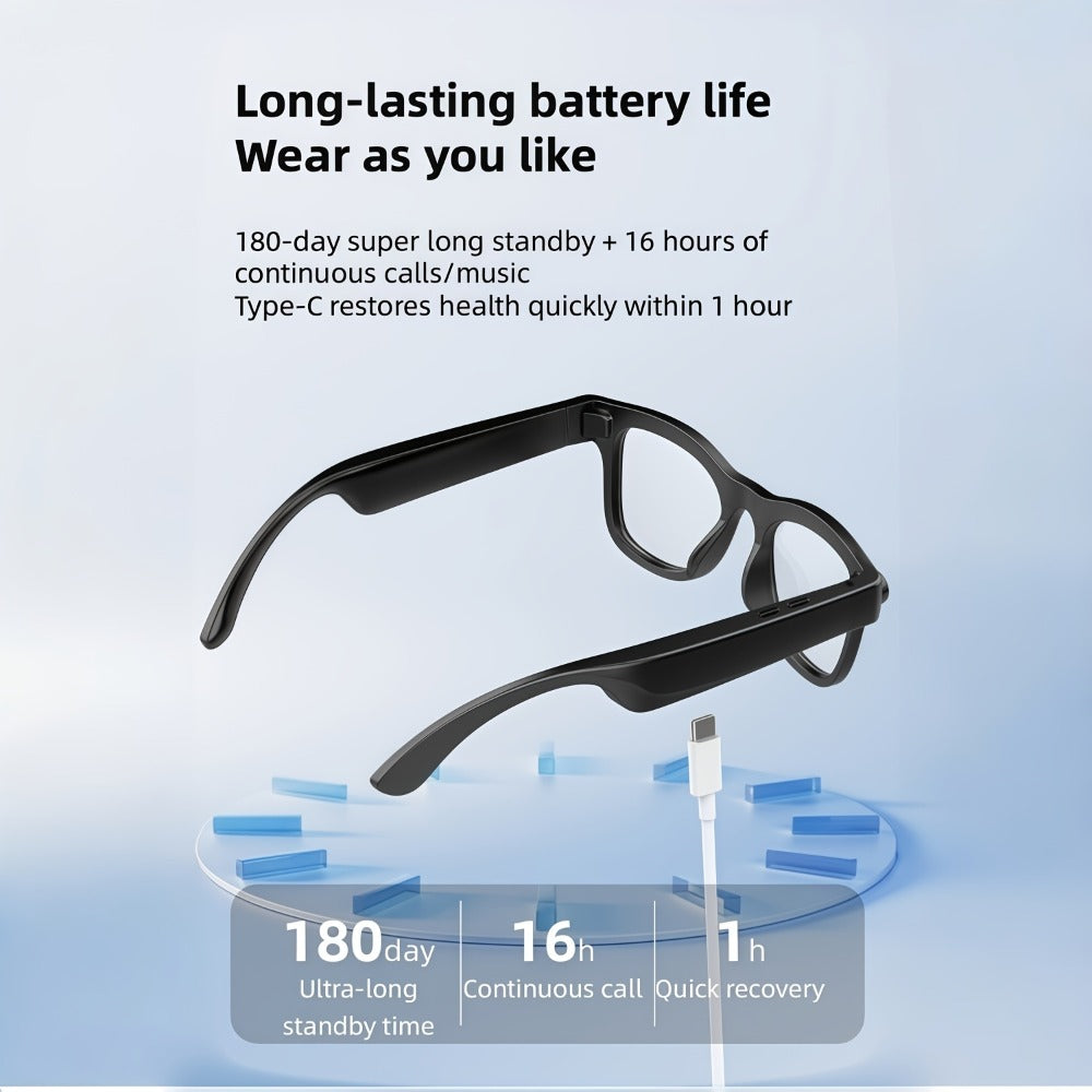 Smart Glasses Dual-Lens POV Camera Eyewear with Open-Ear Audio, Touch Control and Clear or Tinted Lenses