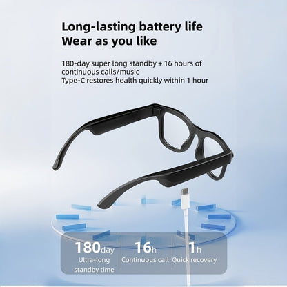 Smart Glasses Dual-Lens POV Camera Eyewear with Open-Ear Audio, Touch Control and Clear or Tinted Lenses