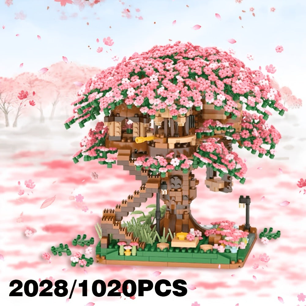 Sakura Cherry Blossom Tree House Building Blocks 1020-2028pcs – DIY Mini Brick Assembly Collectible Display Model, Relaxing Creative Gift for Adults Teens Girls Boys, Birthday Christmas Home Decor