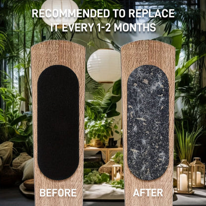 Thirty-Piece Black Ceiling Fan Blade Filter Pad Set with Adhesive Backing and Activated Carbon Layer
