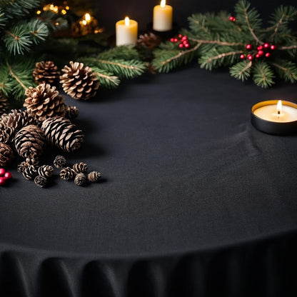 120-Inch Round Tablecloth Multipacks in Black or White with Six-, Twelve- or Eighteen-Piece Options