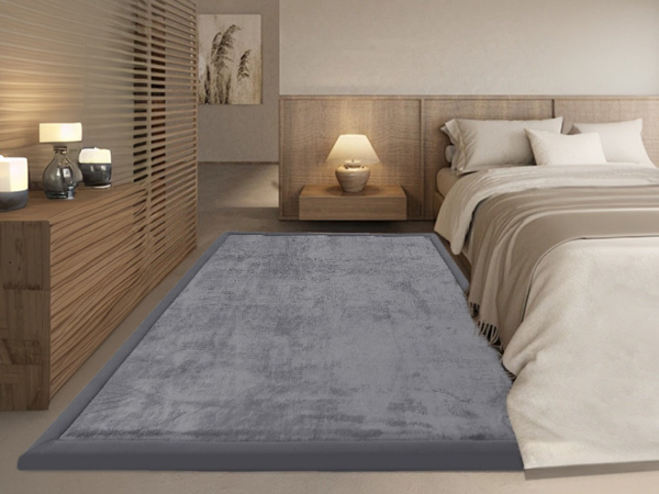 Padded Tatami-Style Area Rug in Six Solid Colors with 50-Inch Square to 79 x 118-Inch Sizes