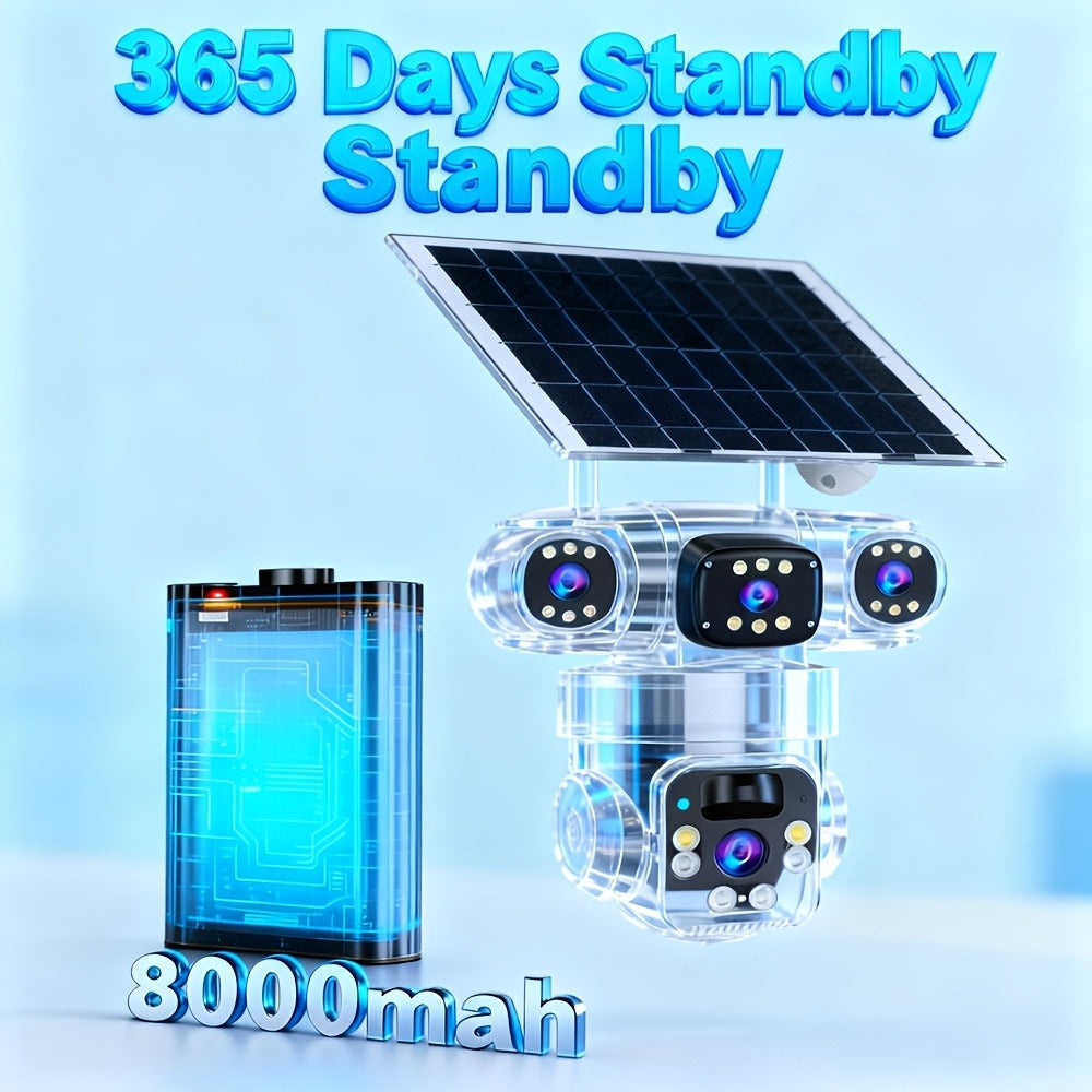 Security Camera 4K Triple-Lens Solar PTZ Model with 10X Zoom, 8000mAh Battery and 32GB Bundle Option