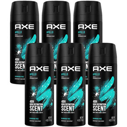Men's Body Spray 6-Pack 150ml - Fresh Masculine Scent, Long-Lasting Fragrance | Apollo Scent | Deodorizing Body Mist for Men | Bulk Value Set