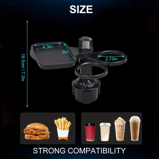 Car Cup Holder Expander Tray 360° Rotating - Adjustable Expansion Bracket with Stable Base, Universal Car Drink Holder Insert for Most Vehicles