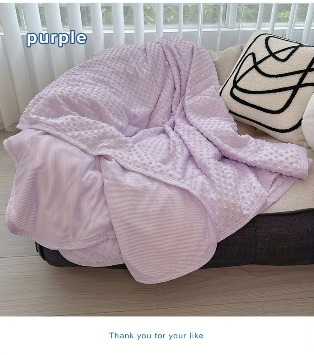 Lightweight Polyester Summer Blanket with Embossed Stripe Design in 15 Color and Size Options for Bed or Travel