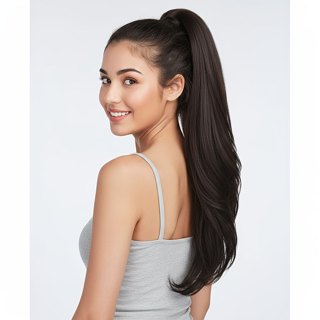 26-Inch Drawstring Wavy Ponytail Extension with Wraparound Clip in Ten Color and Style Options