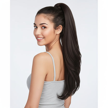 26-Inch Drawstring Wavy Ponytail Extension with Wraparound Clip in Ten Color and Style Options