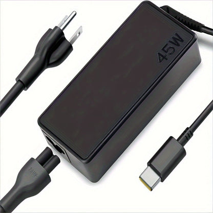 45W USB-C Laptop Charger for Lenovo Chromebook ThinkPad, HP Chromebook Spectre, Dell, Acer, Asus – Universal Type-C Power Adapter 20V 2.25A with US Power Cable